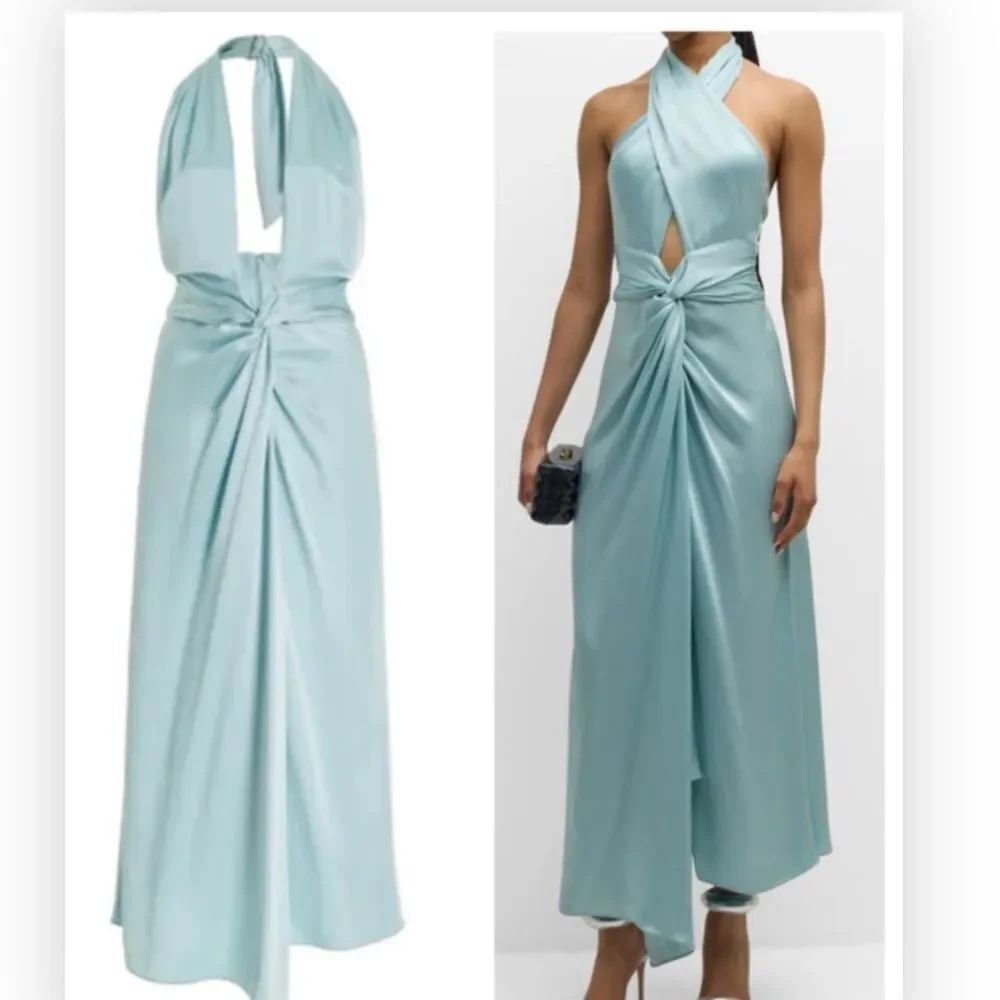 LaPointe Double-face Satin Open-Back Draped Maxi Dress $1550